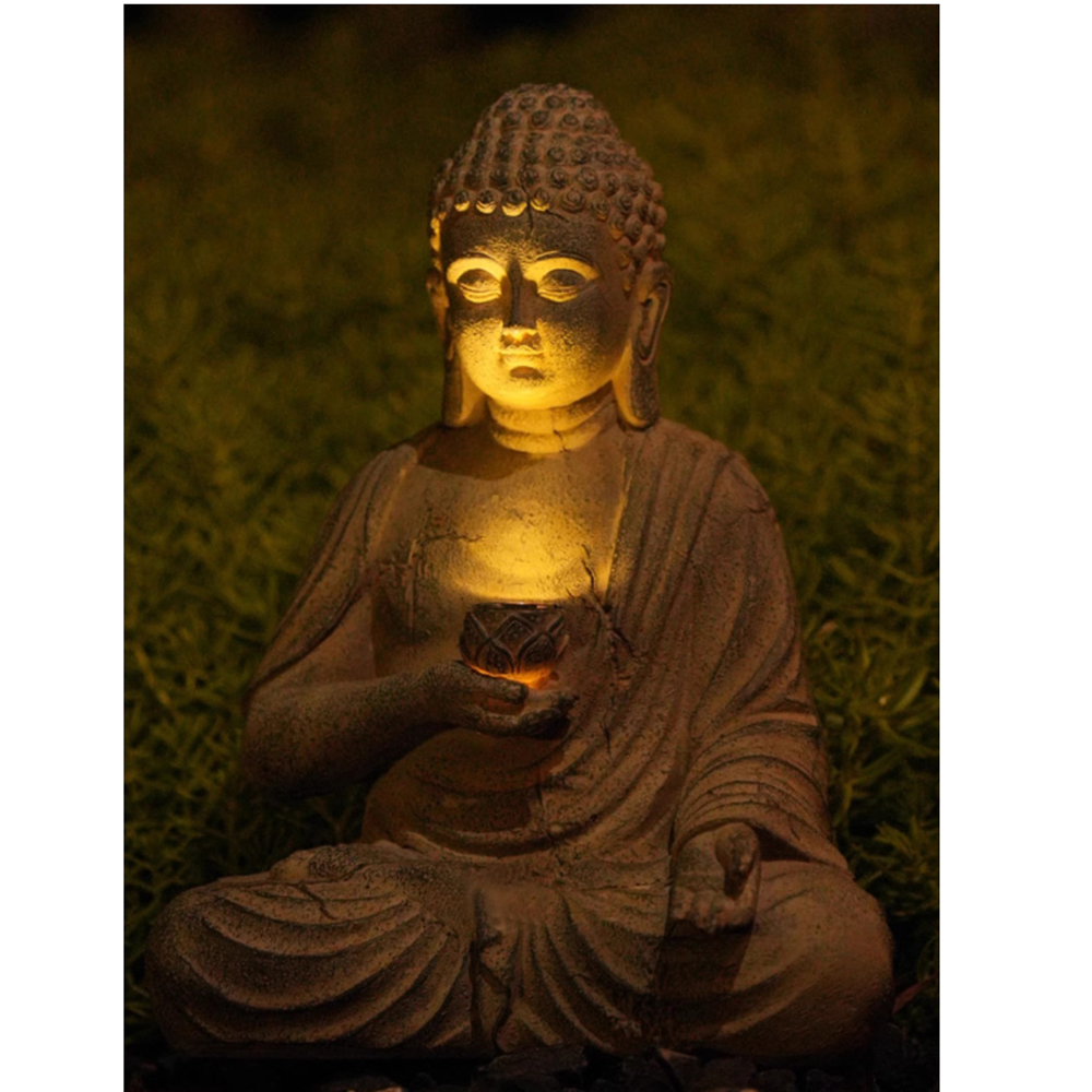 Resin Solar Buddha Statue Scul - Smart Zen Garden recension och pris