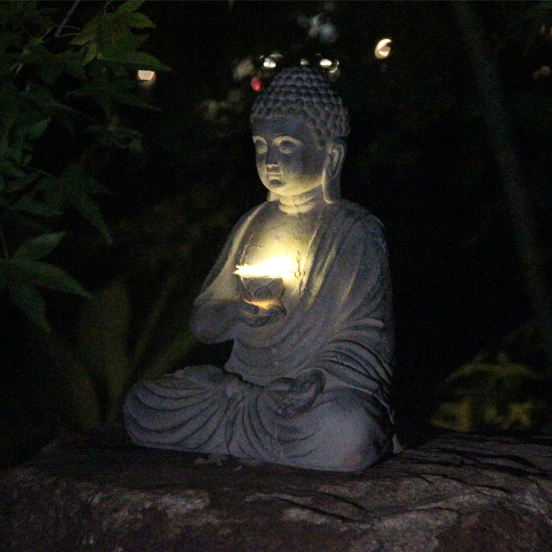 Resin Solar Buddha Statue Scul - Smart Zen Garden recension och pris